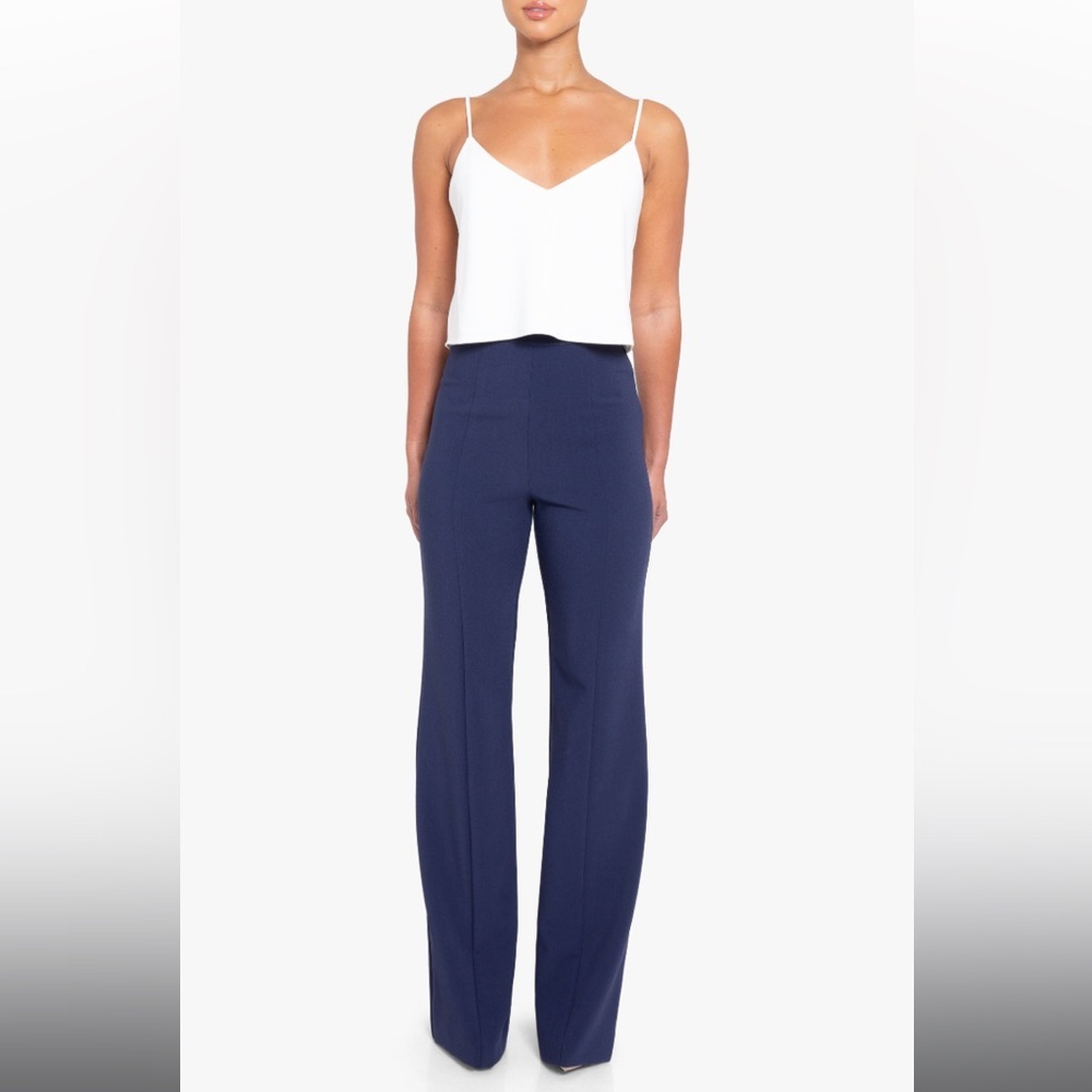 Black Halo Isabella Pants Blue High Waisted Wide Leg Women's Sz 12 - Picture 2 of 6